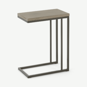 Edson Garden Side Table, Cement and Metal