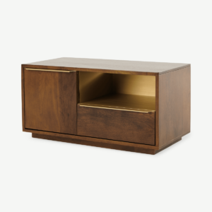 Anderson Compact TV Stand, Mango Wood & Brass