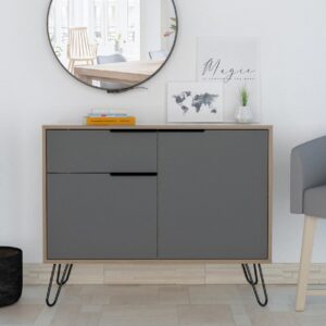 Veritate Wooden Sideboard With 2 Door 1 Drawer In Grey And Oak
