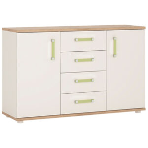 Kaas Wooden Sideboard With 2 Doors 4 Drawers In White Gloss Oak