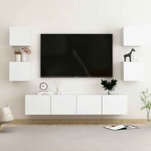 Beaverton 160cm Wooden 6 Piece Entertainment Unit In White