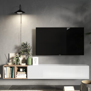 Infinite II Wall Hung White High Gloss Entertainment Unit In Cadiz